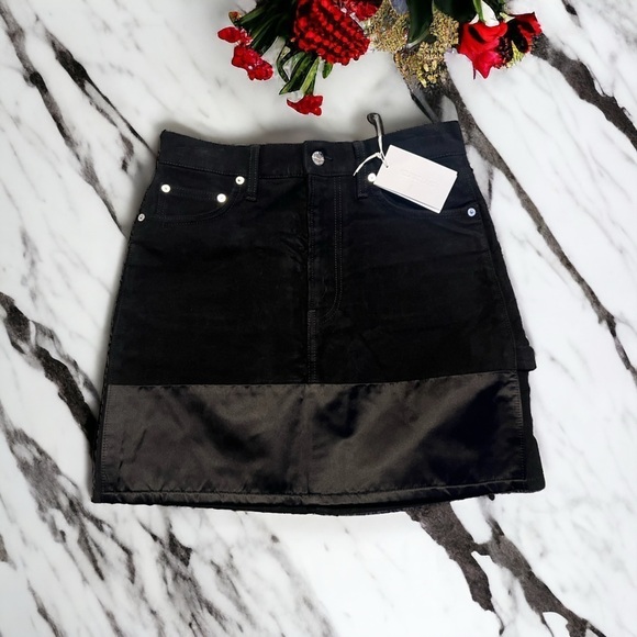 Helmut Lang Dresses & Skirts - HELMUT LANG Black Femme Utility Moleskin Tuxedo Mini Skirt size 27 NWT